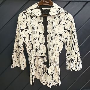 Ravel black and white shirt jacket drawstring waist spring, wedding size medium